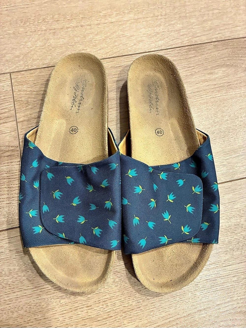 Gudrun Sjoden Women’s Amber Blue Floral Slip On Sandal Slide Size 40/9